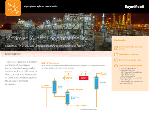 Learn how ExxonMobil’s XyMax℠-2 process maximizes PX production, reduces xylenes losses and can debottleneck your facility.