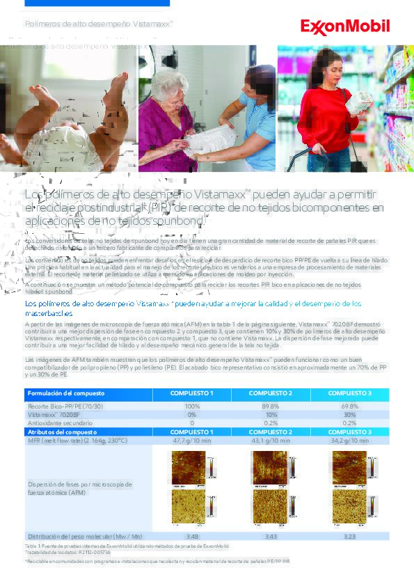 Los polímeros de alto rendimiento Vistamaxx pueden ayudar a mejorar la calidad y el rendimiento de los masterbatch y los materiales bico reciclados