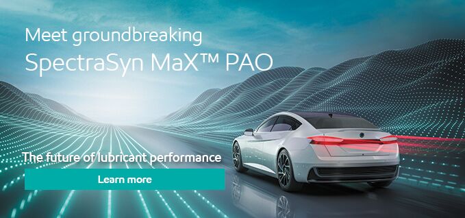 SS Max medium blue banner with car Lube Expo 2023