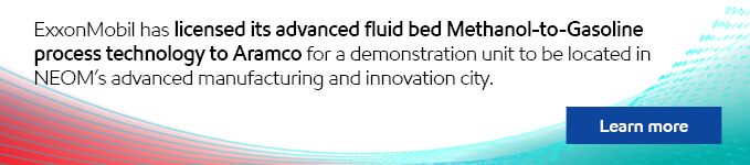 ExxonMobil has licensed its advanced fluid bed Methanol-to-Gasoline process technology to Aramco for a demonstration unit to be located in NEOM’s advanced manufacturing and innovation city