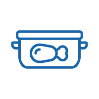 Icon of food inside a container describing food container casserole life.