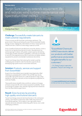 Tianjin Sure Energy extends equipment life and reduces wind turbine maintenance with SpectraSyn Elite™ mPAO