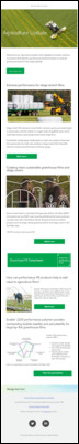 Welcome to our Agriculture Update which highlights innovative solutions on products that help the agrochemical and food industry to meet the growing demand for food supply globally.