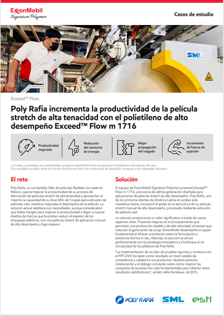 Poly Rafia, un convertidor líder de películas flexibles con sede en México, quería mejorar la productividad de su proceso de fabricación de películas stretch de alta tenacidad y aprovechar al máximo la capacidad de su línea SML de 5 capas para extrusión de películas cast, mientras mejoraba el desempeño de la película.