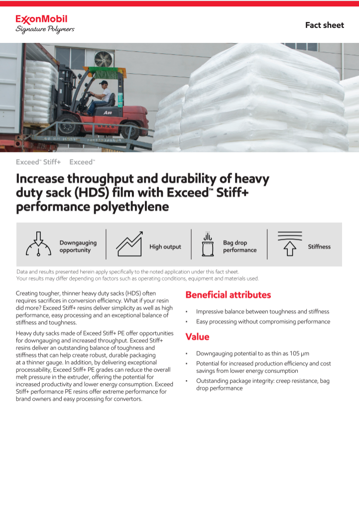 Exceed Stiff+ resins deliver simplicity as well as high performance, easy processing and an exceptional balance of stiffness and toughness.

