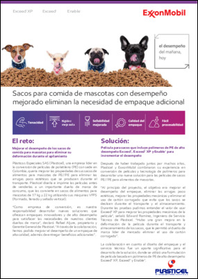 Sacos para comida de mascotas con desempeño mejorado eliminan la necesidad de empaque adicional.