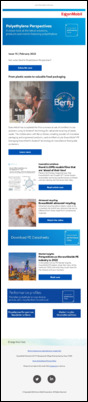 Here is the latest issue of Polyethylene Perspectives, a monthly newsletter dedicated to polyethylene-based products and solutions. Discover how ExxonMobil has completed the first commercial sale of certified circular polymers using its Exxtend™ technology for advanced recycling of plastic waste.