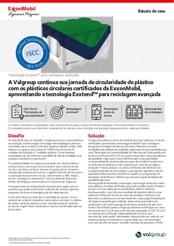 A reciclagem avançada desafia os limites anteriores da circularidade dos plásticos, ajudando a aumentar a gama de produtos plásticos que podem ser convertidos em aplicações exigentes.Aliando inovação e compromisso com uma economia de plásticos mais circular, a Valgroup está na vanguarda da ampliação das opções de soluções com benefícios de sustentabilidade em seu portfólio.