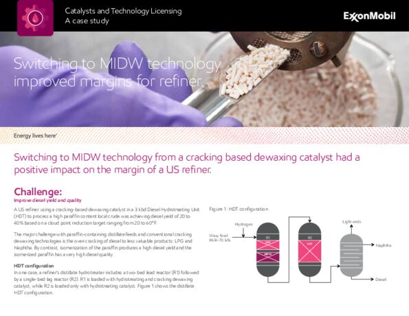 Refiner dramatically improves diesel yield by converting to MIDW™ technology
