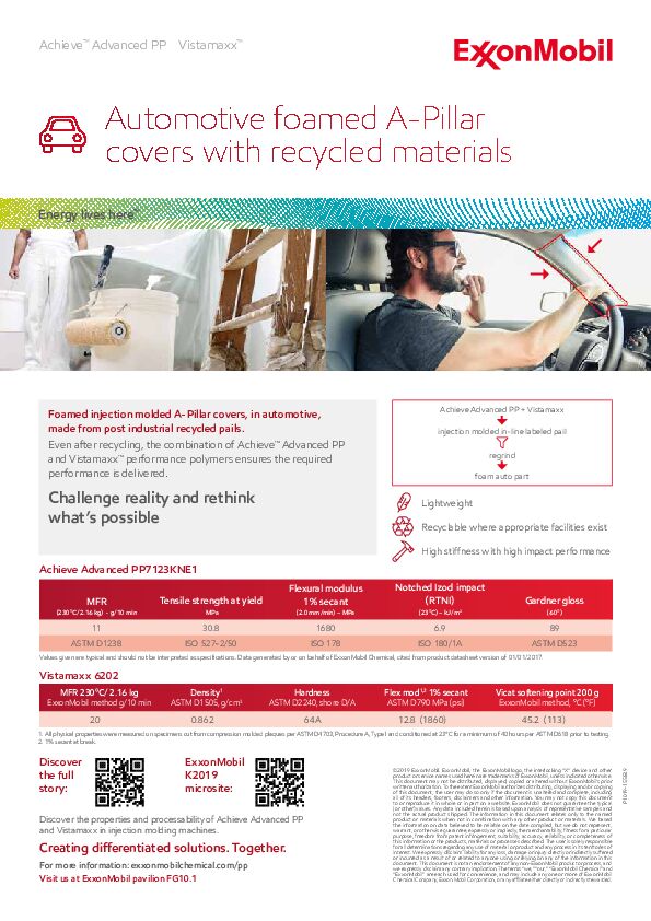 Machine run sheet used during K2019 - recto : ExxonMobil - verso OEM
