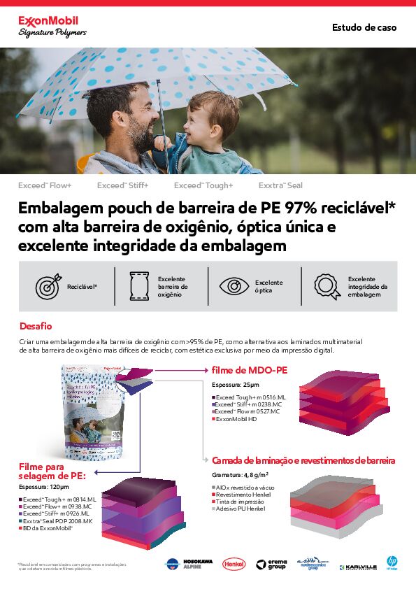 Ao colaborar com a cadeia de valor, a ExxonMobil está ajudando os clientes a criar soluções de embalagens recicláveis*.