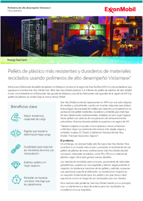See Hau Global decidió probar el polímero Vistamaxx como un posible reemplazo de los plastómeros a base de etileno en su producción de pallets de carga