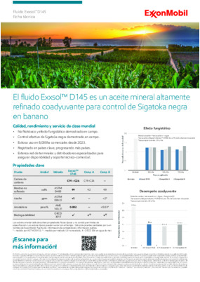 Descargue la hoja informativa para saber cómo el coadyuvante para banano Exxsol D145 ayuda a controlar la sigatoka negra