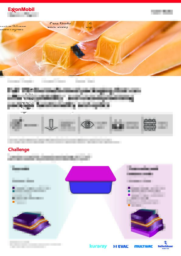 See how ExxonMobil, Reifenhauser and Kuraray collaborated to produce a recyclable**, thermoformed package with 95 wt% PE content without compromising on functionality or optics.