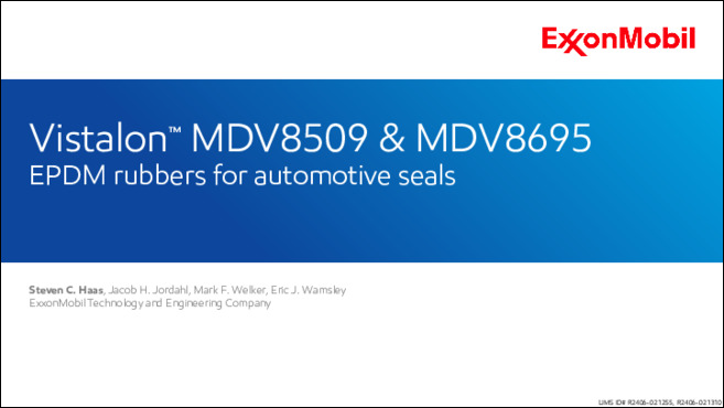 Learn why EPDM is used in automotive weather seals and discover ExxonMobil’s product offering and performance, including new developments in fast-cure grades.