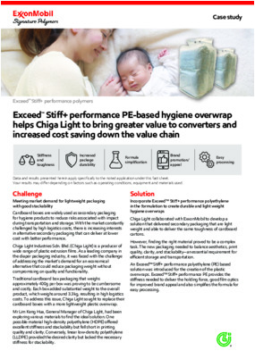 Case study: Exceed™ Stiff+ performance PE-based hygiene overwrap helps Chiga Light to bring greater value to converters and increased cost saving down the value chain