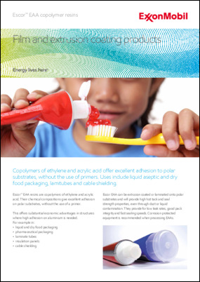 Copolymers of ethylene and acrylic acid offer excellent adhesion to polar substrates, without the use of primers. Uses include liquid aseptic and dry food packaging, lamitubes and cable shielding.