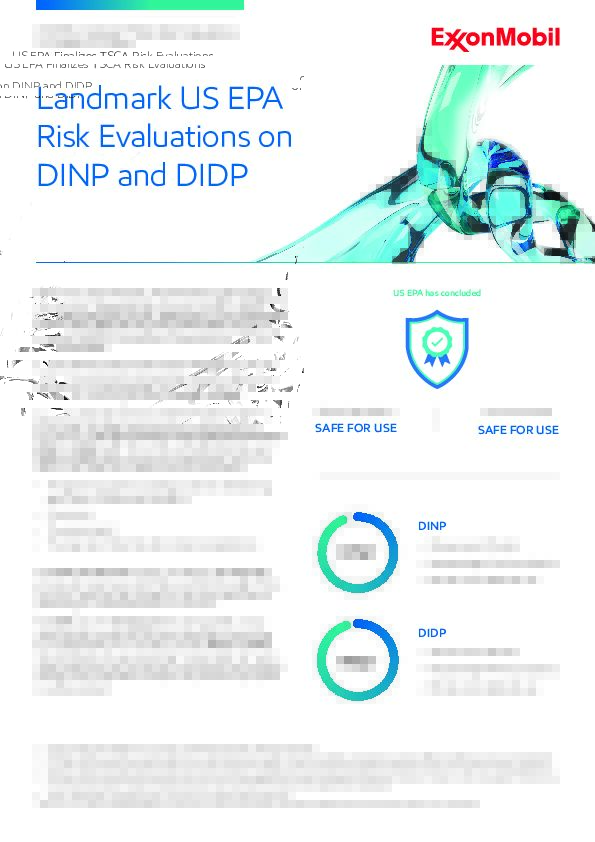 US EPA Finalizes TSCA Risk Evaluations on DINP and DIDP