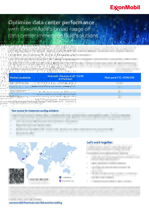 Optimize data center performance with ExxonMobil’s broad range of data center immersion fluid solutions
