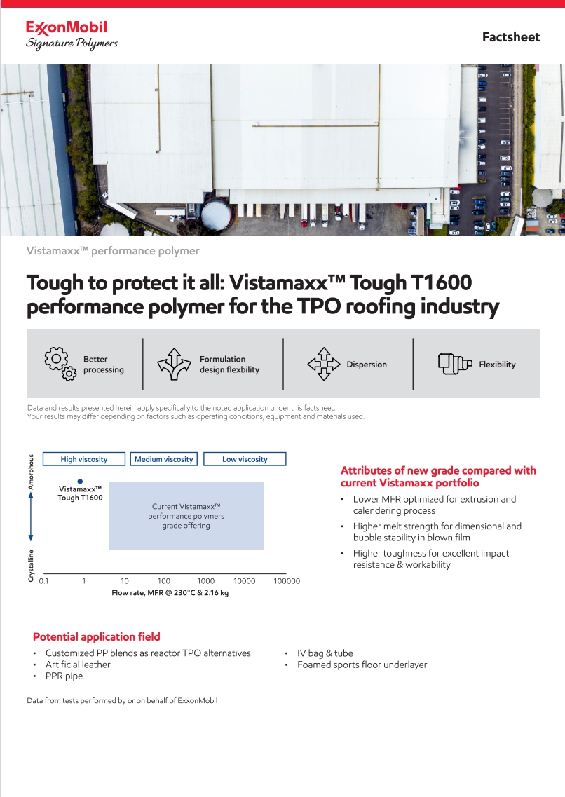 New Vistamaxx™ performance polymer grade for the TPO roofing industry

