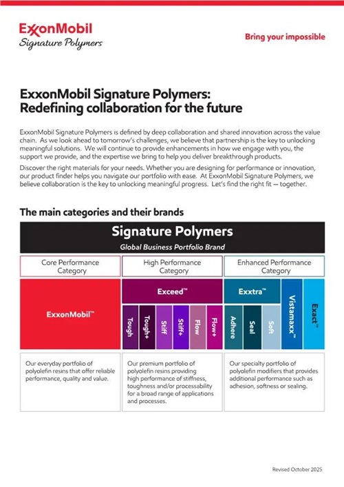 Explore our industry leading Exceed™ S, Exceed™ XP, Exceed™, Enable™ and Exact™ performance polyethylene (PE) resins, which have been designed for a broad range of applications.