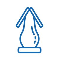 Icon of a film extrusion describing smooth processing and bubble stability.