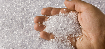 clear pellets in hand
