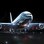 Airplane taking off at night