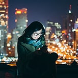 women outside at night