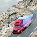 truck taking turn with rolling shutter