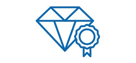 Icon of a diamond with a badge describing up to 75% less aromatics