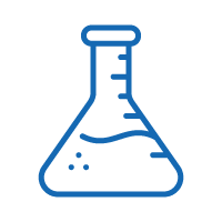 Icon of a beaker with liquid describing easy formulation, formulation guide, tech support.
