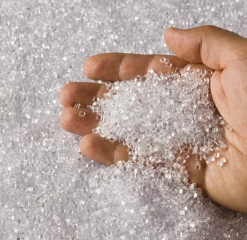 clear pellets in hand