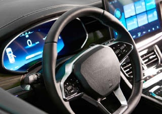 automotive interior of a driving wheel