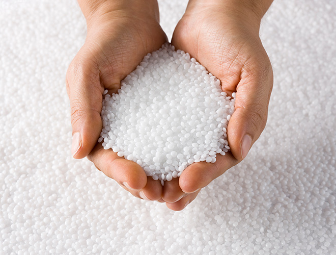 holding pellets in hands