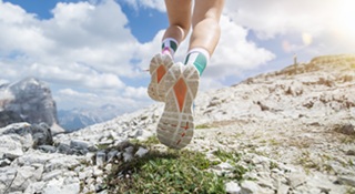 running with sport shoes