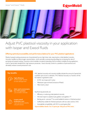 Offering optimal processability and performance balance for your PVC plastisol applications