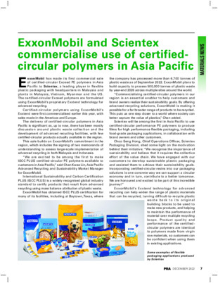 The certified-circular Exceed polymers are formulated using ExxonMobil’s proprietary Exxtend technology for advanced recycling.