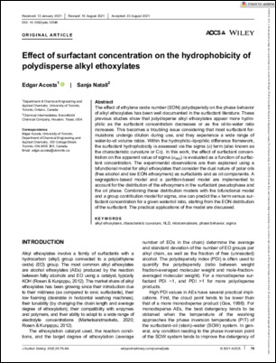 Article by Sanja Natali in the Journal of Surfactants and Detergents - 2021