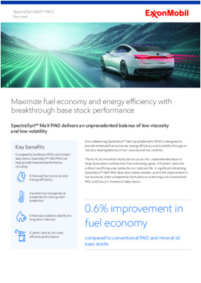 Maximize fuel economy and energy efficiency with breakthrough base stock performance