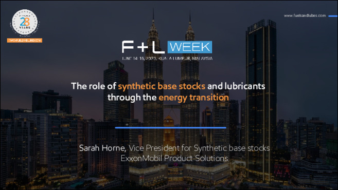 Join Sarah Horne, Vice President of Synthetic base stocks for a presentation to learn more about the role of synthetic base stocks and lubricants through the energy transition.