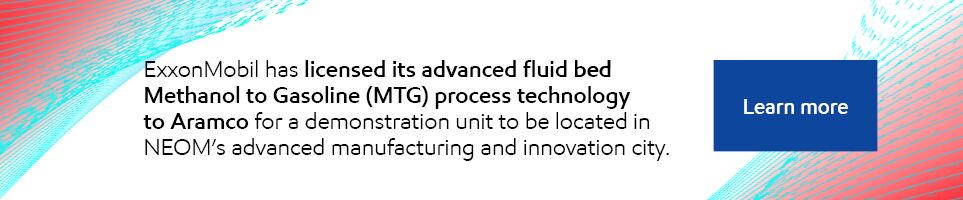 ExxonMobil has licensed its advanced fluid bed Methanol-to-Gasoline process technology to Aramco for a demonstration unit to be located in NEOM’s advanced manufacturing and innovation city
