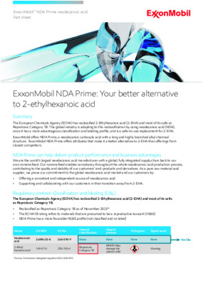 ExxonMobil NDA Prime offers attributes that make it a better alternative to 2-EHA than offerings from closest competitors