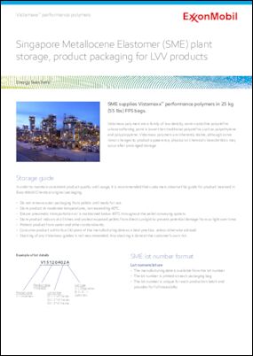 SME supplies Vistamaxx™ performance polymers in 25 kg (55 lbs) FFS bags.