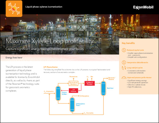 Learn about ExxonMobil’s process for liquid phase isomerization that maximizes xylene loop profitability.