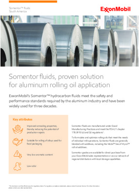 Leaflet for launch of Somentor™ fluids rolling oil for South America