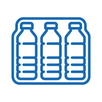 Icon of bottles together describing plastics.