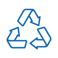 Icon of a recycling symbol describing recycling.
