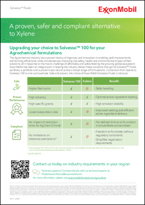 Upgrading your choice to Solvesso 100 for your Agrochemical formulations