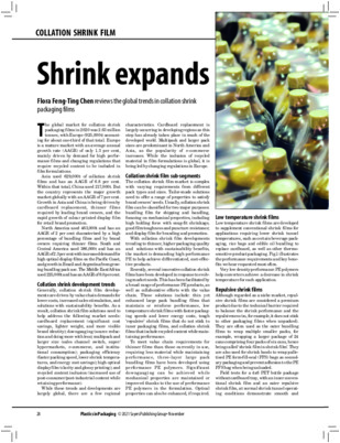 Article:  Published in Plastics in Packaging magazine on collation shrink film-Shrink expands